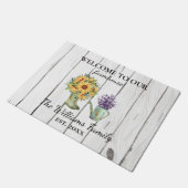 Welkom Waterverf Rustic Farmhouse Boots Flowers Deurmat (Schuin)