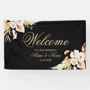 Welkom Weddenschap Blush Pink Floral Gold Black Spandoek