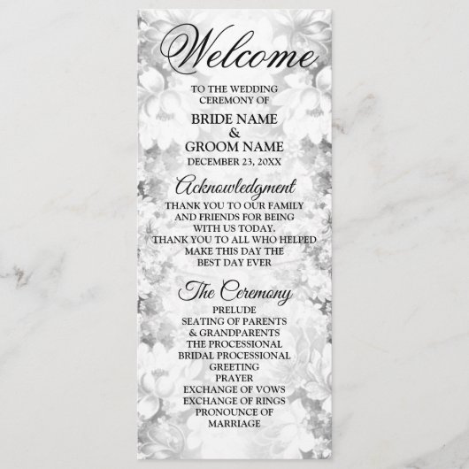 Welkom Weddenschap Silver Floral Elegant Programma (Voorkant)