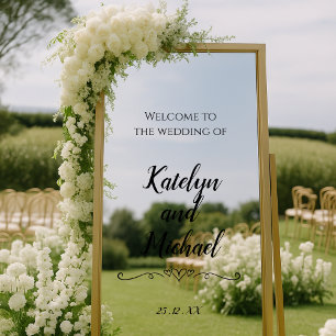 Welkom Wedding Mirror Receptie Paar Naam Raamsticker