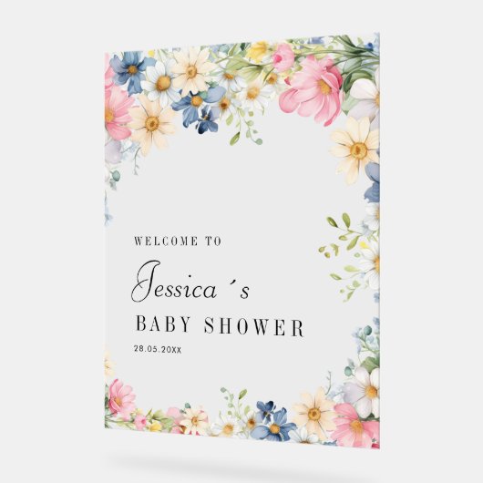 Welkom! Wildflower, Baby shower Acryl Bord (Hoek)