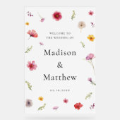 Welkom Wildflower Wedding Acryl Bord (Voorkant)