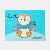 Welkom Winter Penguin Custom Doormat Deurmat (Voorkant)