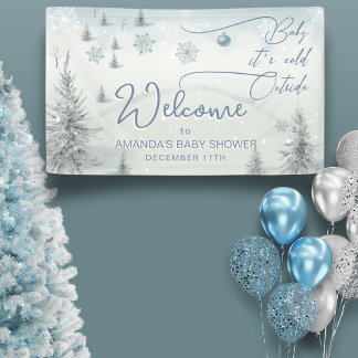 Welkom Winter zijn koude buiten Boy Baby shower Spandoek