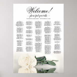 Welkom! Witte Rose Alfabetische Zitgrafiek Poster