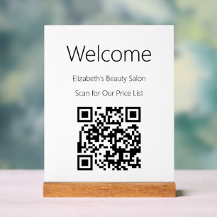 Welkom Witte Scan QR-code voor prijslijst Acryl Bord