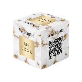 Welkom zakelijke logo QR code marmeren menutabel Kubus (Achter hoekig)