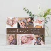 Welkom Zes Foto Collage Birth Aankondiging (Staand voorkant)