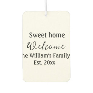 Welkom zoete thuis voeg familienaam jaar Est. Teks Luchtverfrisser