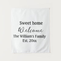 Welkom zoete thuis voeg familienaam jaar Est. Teks