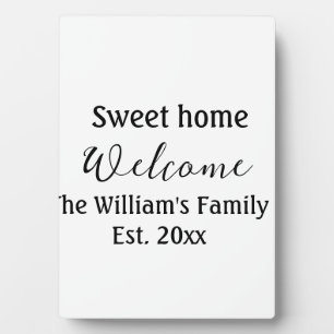 Welkom zoete thuis voeg familienaam jaar Toegevoeg Fotoplaat