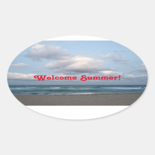 Welkom zomer! Ocean Shore Ovale Sticker
