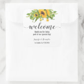 Welkom zonnebloemen vierkante sticker (Tas)