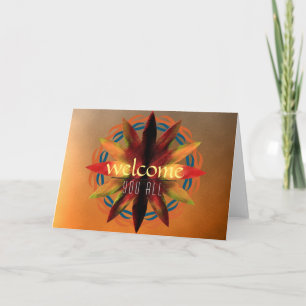 Welkom Zonsondergang Mandala Damast Lotus Bloem Wo Bedankkaart