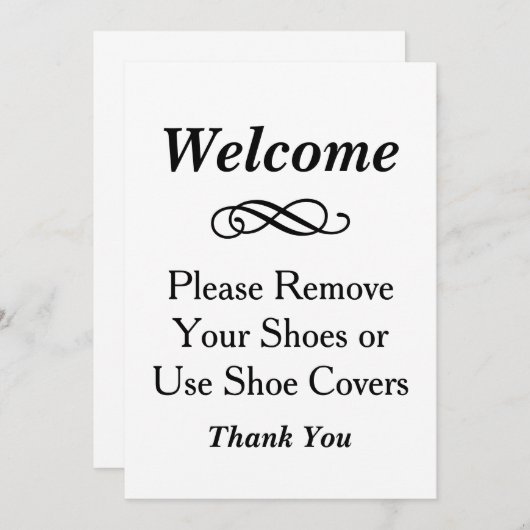 Welkom, zwart en wit. Verwijder de schoenen (Voorkant / Achterkant)