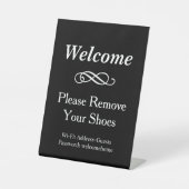 Welkom, zwart en wit. Verwijder de schoenen Reclamebord Met Voetstuk (Voorkant)
