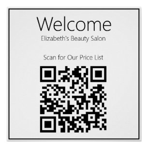 Welkom Zwart-wit Business Scan QR Code Perfect Poster