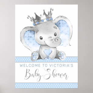Welkombord voor babyfeest Jong Olifant Prins Poster