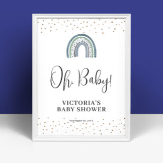 Welkombord voor Regenboog Jongen Baby Shower Poster