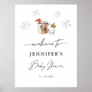 Welkombord voor warme chocolade winter baby shower poster