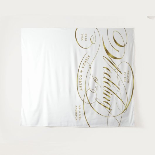 Welkome Elegant Gold Curved Script Banner Wandkleed (Voorkant (horizontaal))