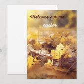 Welkome herfstkalender met geel en bruin blad kaart (Voorkant / Achterkant)