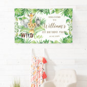 Welkomstachtergrond oerwoud Dieren Greenery Birthd Spandoek (Insitu)