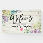 Welkomstbanner Succulent Plant Rustic Wood Spandoek (Horizontaal)
