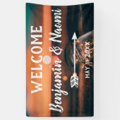 Welkomstbanner van String Lights Wedding Spandoek (Verticaal)