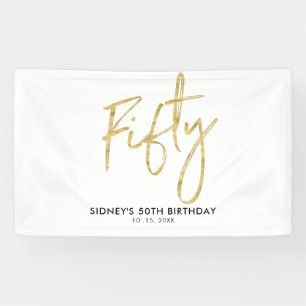 Welkomstbanner voor Gold & White 50e verjaardag Spandoek