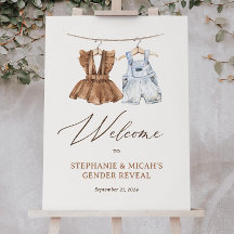 Welkomstbord geslacht babykleren onthulling, afdru