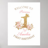 Welkomstbord Gouden Kroon Prinses 1e Verjaardag Poster (Voorkant)