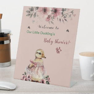 welkomstbord   Schattigee eendenhond Baby shower v Reclamebord Met Voetstuk