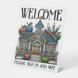 Welkomstbord school reclamebord met voetstuk