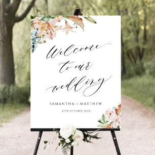 Welkomstbord van Earthy Blooms Weddenschap Poster