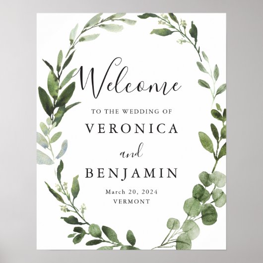 Welkomstbord van Foliage Greenery Poster (Voorkant)