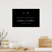 Welkomstbord van het elegante Monogram Weddenschap Poster (Keuken)