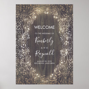 Welkomstbord voor baby's Breath Rustic Floral Wedd Poster