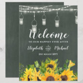 Welkomstbord voor begrotingsbruiloft Zonnebloemen  (Voorkant / Achterkant)