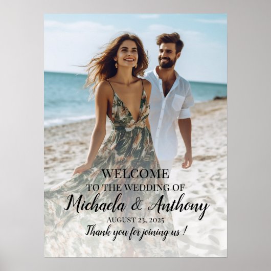 Welkomstbord voor bruiloft met foto poster (Voorkant)