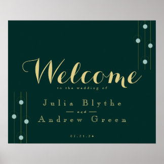 Welkomstbord voor Emerald and Gold Art Deco Weddin Poster