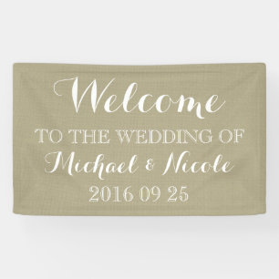 Welkomstbord voor Rustic Burlap Wedding Spandoek