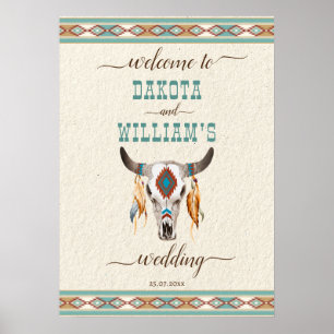 Welkomstbord voor westerne boho bruiloft poster