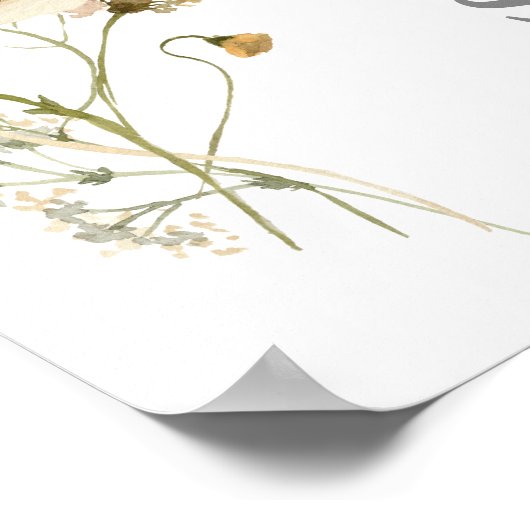 Welkomstbord voor wilde bloemen bruidsfeest poster (Hoek)