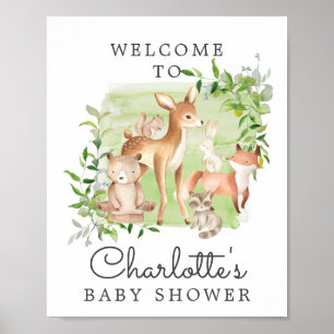 Welkomstbord Woodland Friends Baby shower Poster