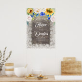 Welkomstbord zonnebloem Rustic Fall Wedding Poster (Keuken)