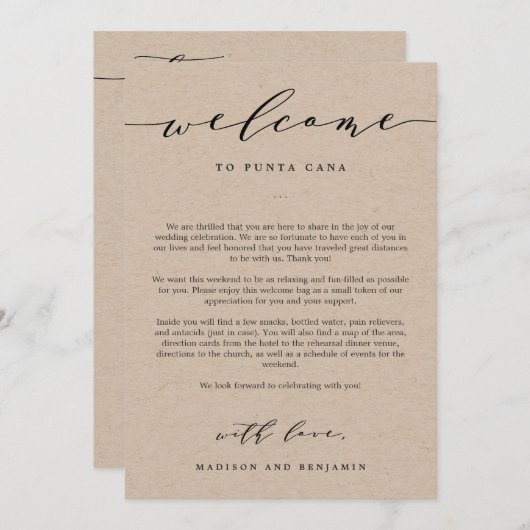 Welkomstbrief en reisdag Welkomsttas Programma (Voorkant / Achterkant)