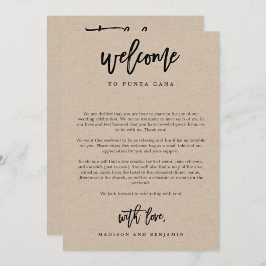 Welkomstbrief en reisdag Welkomsttas Programma (Voorkant / Achterkant)