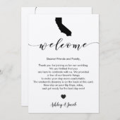 Welkomstbrief en reiskaart voor Californië-bruilof Programma (Voorkant / Achterkant)