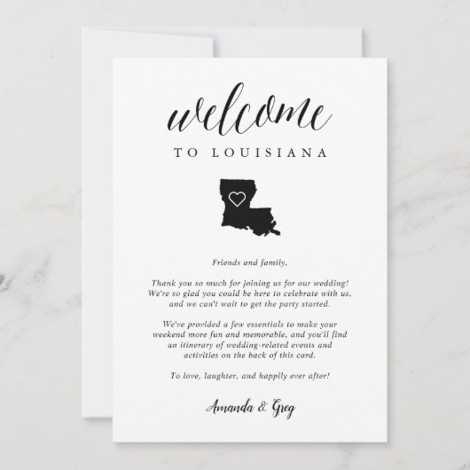 Welkomstbrief Louisiana Wedding & Itinerary (Voorkant)
